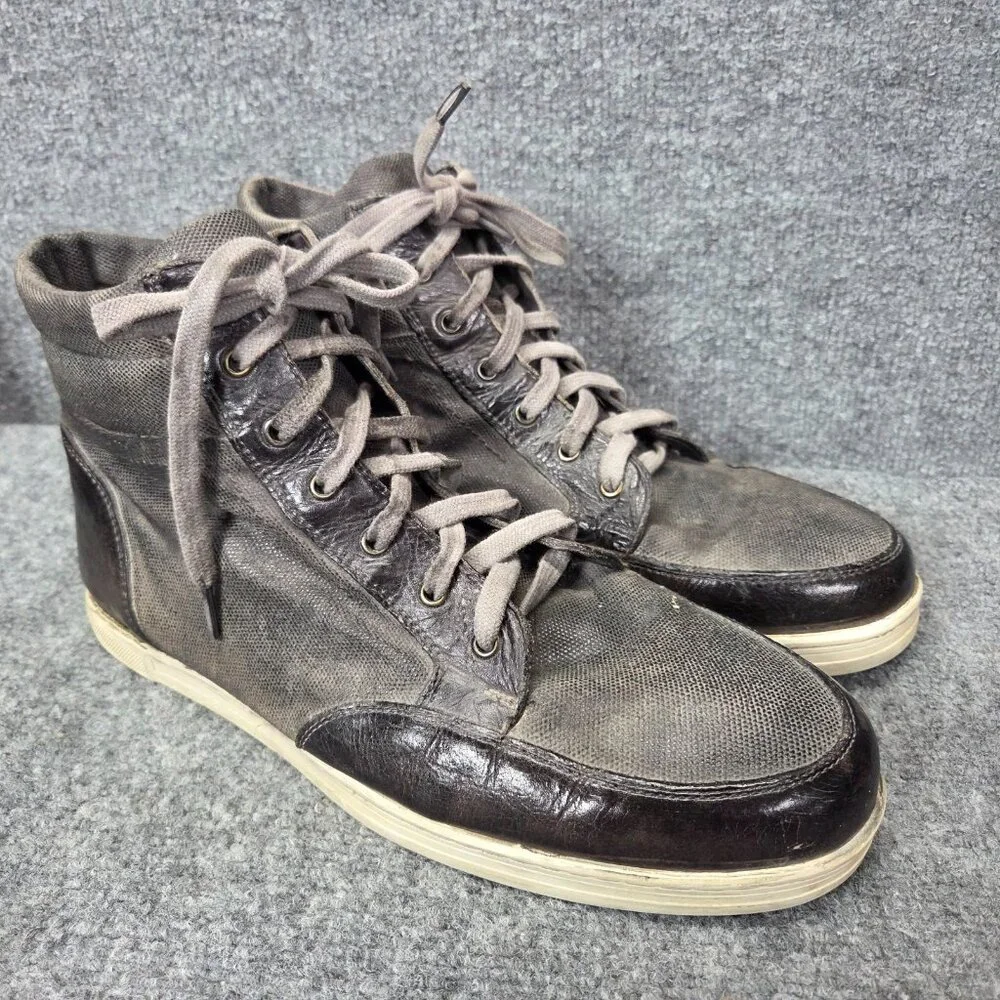Mens Bed Stu Marcus II Distressed Gray Leather Sneaker‎ Shoes Hi Top Size 13